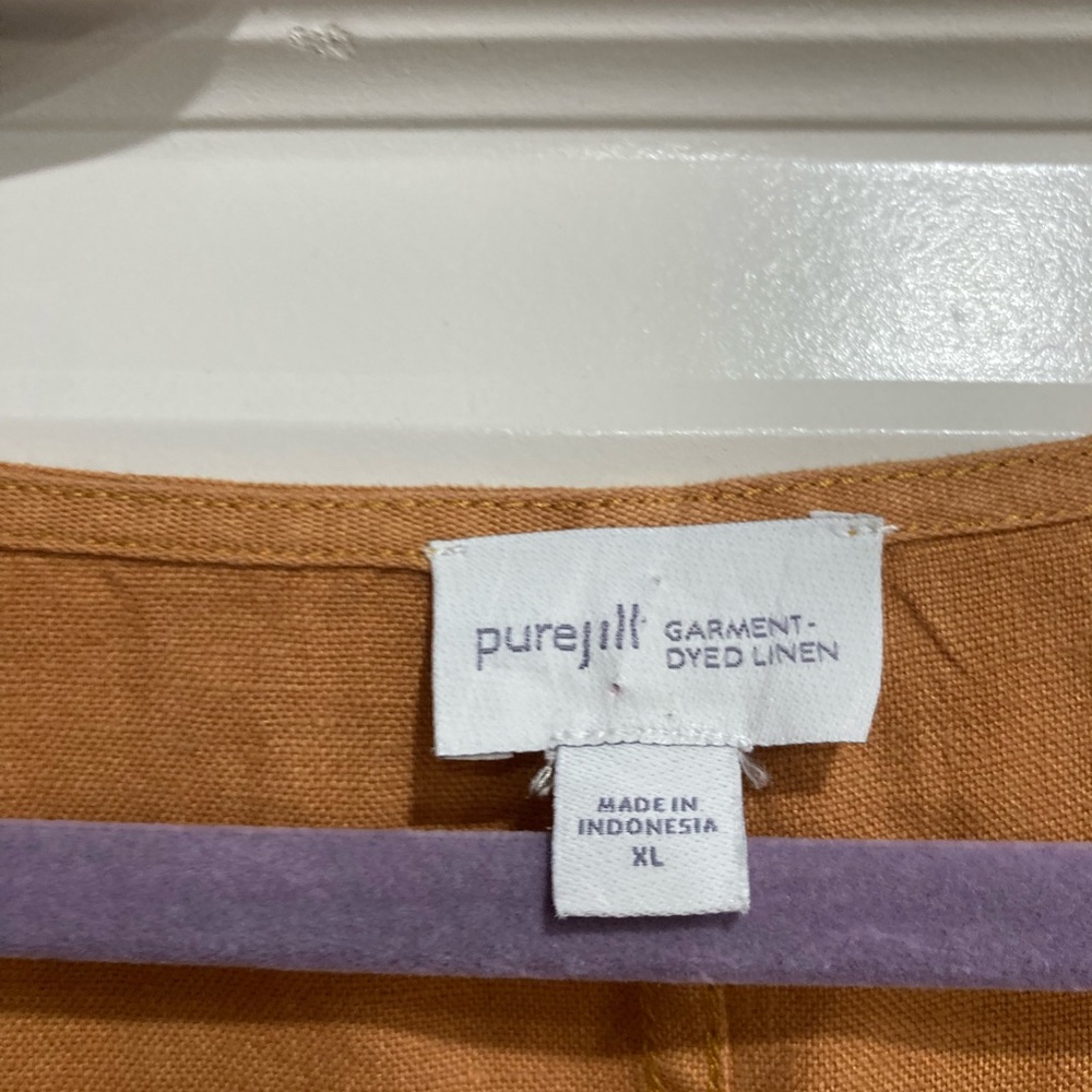 Linen Burnt Orange Midi Dress - Picture 3 of 6